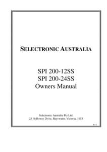 SELECTRONIC AUSTRALIA  SPI 200-12SS SPI 200-24SS Owners Manual