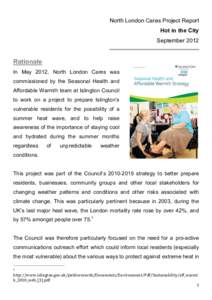 North London Cares Project Report Hot in the City September 2012 Rationale In May 2012, North London Cares was