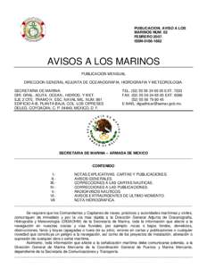 PUBLICACION, AVISO A LOS MARINOS NUM. 02 FEBREROISSNAVISOS A LOS MARINOS