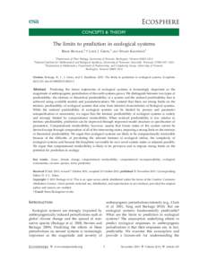 CONCEPTS & THEORY  The limits to prediction in ecological systems BRIAN BECKAGE,1,  LOUIS J. GROSS,2 2