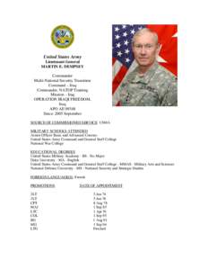 United States Army Lieutenant General MARTIN E. DEMPSEY
