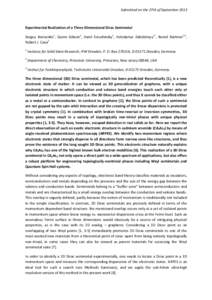 Submitted on the 27th of September[removed]Experimental Realization of a Three-Dimensional Dirac Semimetal Sergey Borisenko1, Quinn Gibson2, Danil Evtushinsky1, Volodymyr Zabolotnyy1*, Bernd Büchner1,3, Robert J. Cava2 1