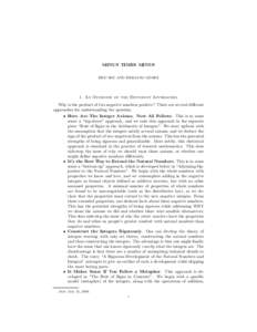 MINUS TIMES MINUS ´ ERIC HSU AND EMILIANO GOMEZ 1. An Overview of the Different Approaches Why is the product of two negative numbers positive? There are several different