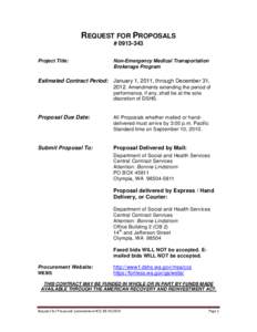 REQUEST FOR PROPOSALS # [removed]Project Title: Non-Emergency Medical Transportation Brokerage Program