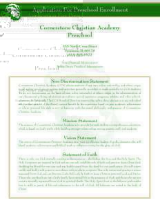 Application For Preschool Enrollment Cornerstone Christian Academy Preschool 355 North Cross Street Sycamore, IL[removed]8522
