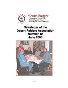 “Desert Raiders” Keeping the Legend Alive British Special Forces from North Africa, Newsletter of the