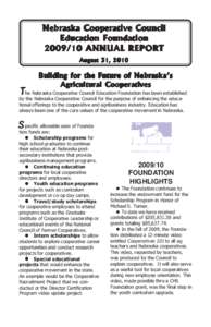 Nebraska Cooperative Council Education Foundation[removed]ANNUAL REPORT August 31, 2010  T