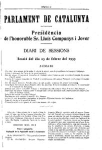 NOMERO 17  E ~ATALUNYA Presidhcia de I’honorable Sr. Lluís Companys i Jover DIARI DE SESSIONS