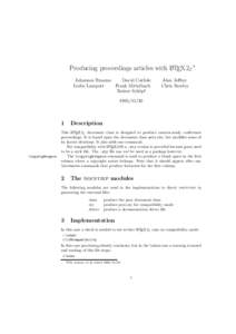 Producing proceedings articles with LATEX 2ε ∗ Johannes Braams David Carlisle Leslie Lamport Frank Mittelbach Rainer Sch¨opf