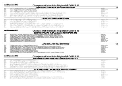 Le 10 Novembre[removed]Championnat Interclubs Régional (PC) R1 B J2 GOND-PONTOUVRE-ALGP perd contre SAINTES-BS  SH1
