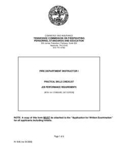 COMMERCE AND INSURANCE  TENNESSEE COMMISSION ON FIREFIGHTING PERSONNEL STANDARDS AND EDUCATION 500 James Robertson Parkway, Suite 630 Nashville, TN 37243