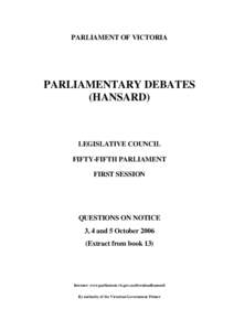 PARLIAMENT OF VICTORIA  PARLIAMENTARY DEBATES (HANSARD)  LEGISLATIVE COUNCIL