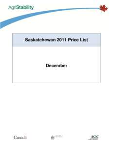 Saskatchewan 2011 Price List  December Saskatchewan
