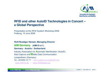 Radio-frequency identification / Technology / Wireless / Barcode / Humanâ€“computer interaction / Automatic identification and data capture / Encodings