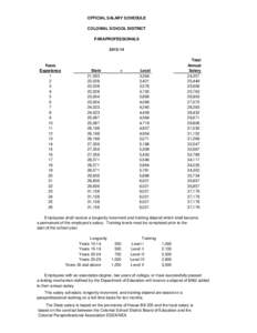 OFFICIAL SALARY SCHEDULE COLONIAL SCHOOL DISTRICT PARAPROFESSIONALS[removed]Years