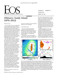 Eos, Vol. 94, No. 15, 9 April[removed]VOLUME 94 NUMBER 15