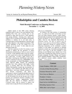 Planning History News Society for American City and Regional Planning History SummerPhiladelphia and Camden Beckon