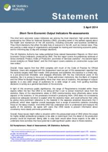 Statement - Short-Term Economic Output Indicators Re-assessments