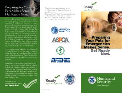 Preparing Your Pets for Emergencies Makes Sense. Get Ready Now.