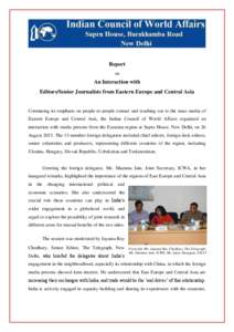 Report on An Interaction with Editors/Senior Journalists from Eastern Europe and Central Asia