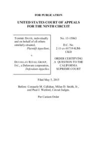 FOR PUBLICATION  UNITED STATES COURT OF APPEALS FOR THE NINTH CIRCUIT  TAMMIE DAVIS, individually