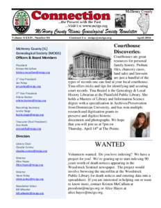 Volume XXXIV, Number 04  McHenry County [IL] Genealogical Society (MCIGS) Officers & Board Members President