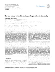 The Cryosphere, 8, 1419–1428, 2014 www.the-cryosphere.net[removed]doi:[removed]tc[removed] © Author(s[removed]CC Attribution 3.0 License.  The importance of insolation changes for paleo ice sheet modeling