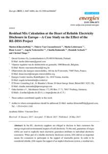 Residual Mix Calculation at the Heart of Reliable Electricity Disclosure in Europe—A Case Study on the Effect of the RE-DISS Project