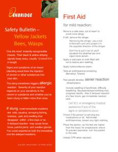 First Aid for mild reaction: Safety Bulletin –  Yellow Jackets