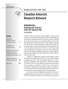 Vol 23, May[removed]NEWSLETTER FOR THE Canadian Antarctic Research Network