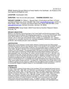 Modeling Drought Effects on Forest Health in the Southeast – An Analysis at the Sub-regional and Regional Level