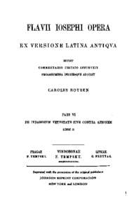 Flavii Iosephi Opera ex versione latina antiqva