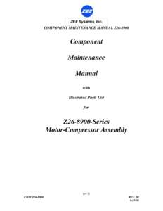 ZEE Systems, Inc. COMPONENT MAINTENANCE MANUAL Z26-8900 Component Maintenance Manual