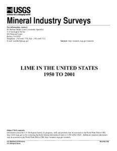 Lime in the United States from 1950 to 2001