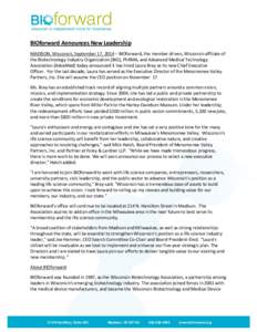 Microsoft Word - BIOforward Announces New Leadership v2.docx