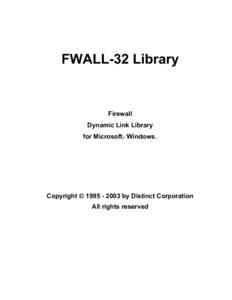 FWALL-32 Library  Firewall Dynamic Link Library for Microsoft Windows