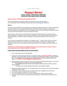 Dover AFB Fact Sheet  Respect Works! SEXUAL ASSAULT PREVENTION & RESPONSE DOVER AIR FORCE BASE, DOVER, DELAWARE