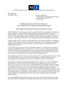 Press Release November 5, 2012 Lindsay Young Craig Vice President, Communications & Marketing [removed]