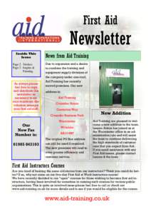 First Aid  Newsletter Inside This Issue Page 2 Strokes