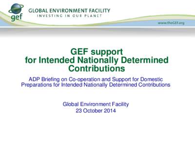 GEF support for Intended Nationally Determined Contributions ADP Briefing on Co-operation and Support for Domestic Preparations for Intended Nationally Determined Contributions