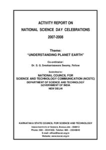 ACTIVITY REPORT ON NATIONAL SCIENCE DAY CELEBRATIONS[removed]Theme: “UNDERSTANDING PLANET EARTH”