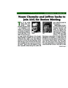 Volume 42, Number 10 • NovemberIn This Issue Noam Chomsky and Jeffrey Sachs to join AAG for Boston Meeting