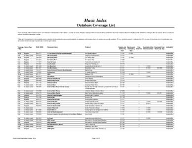 Music Index Database Coverage List 