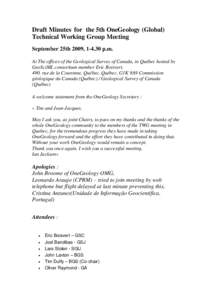 Draft AGENDA for 5th OneGeology (Global) Technical working Group Meeting September 25th 2009, 2-5p