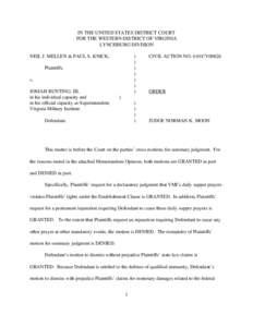 IN THE UNITED STATES DISTRICT COURT FOR THE WESTERN DISTRICT OF VIRGINIA LYNCHBURG DIVISION NEIL J. MELLEN & PAUL S. KNICK,  )