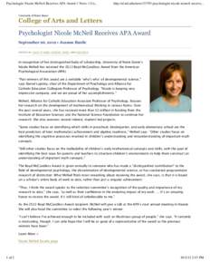 Psychologist Nicole McNeil Receives APA Award // News // Co...  http://al.nd.edu/newspsychologist-nicole-mcneil-receive... University of Notre Dame