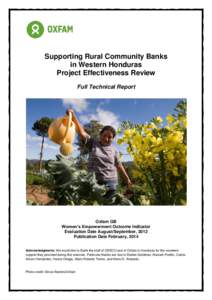 Supporting Rural Community Banks in Western Honduras Project Effectiveness Review Full Technical Report  Oxfam GB