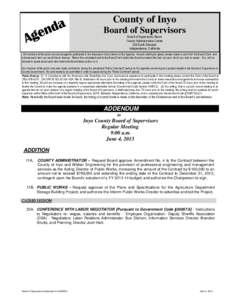 County of Inyo Board of Supervisors Board of Supervisors Room County Administrative Center 224 North Edwards Independence, California