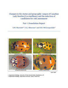 Changes in the status and geographic ranges of Canadian Lady Beetles (Coccinellinae) and the selection of candidates for risk assessment