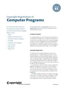 Circular 61 Copyright Registration of Computer Programs